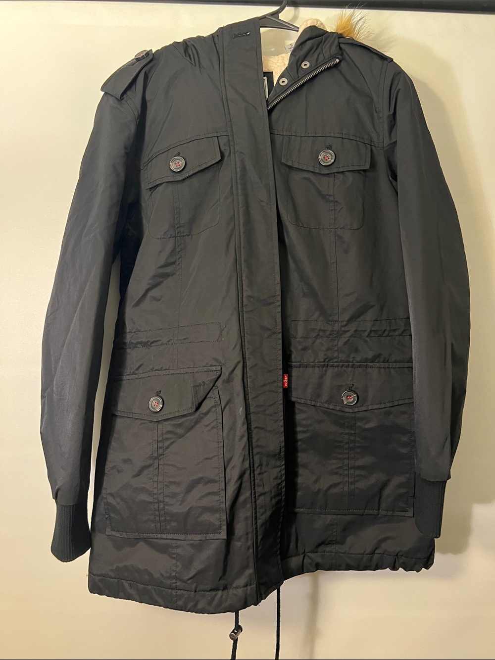 Levi's Black Military Field Parka with Hood for Women
